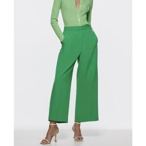 Zara Woman High Waisted Wide Leg Cropped Culottes Pants Size Small in Green